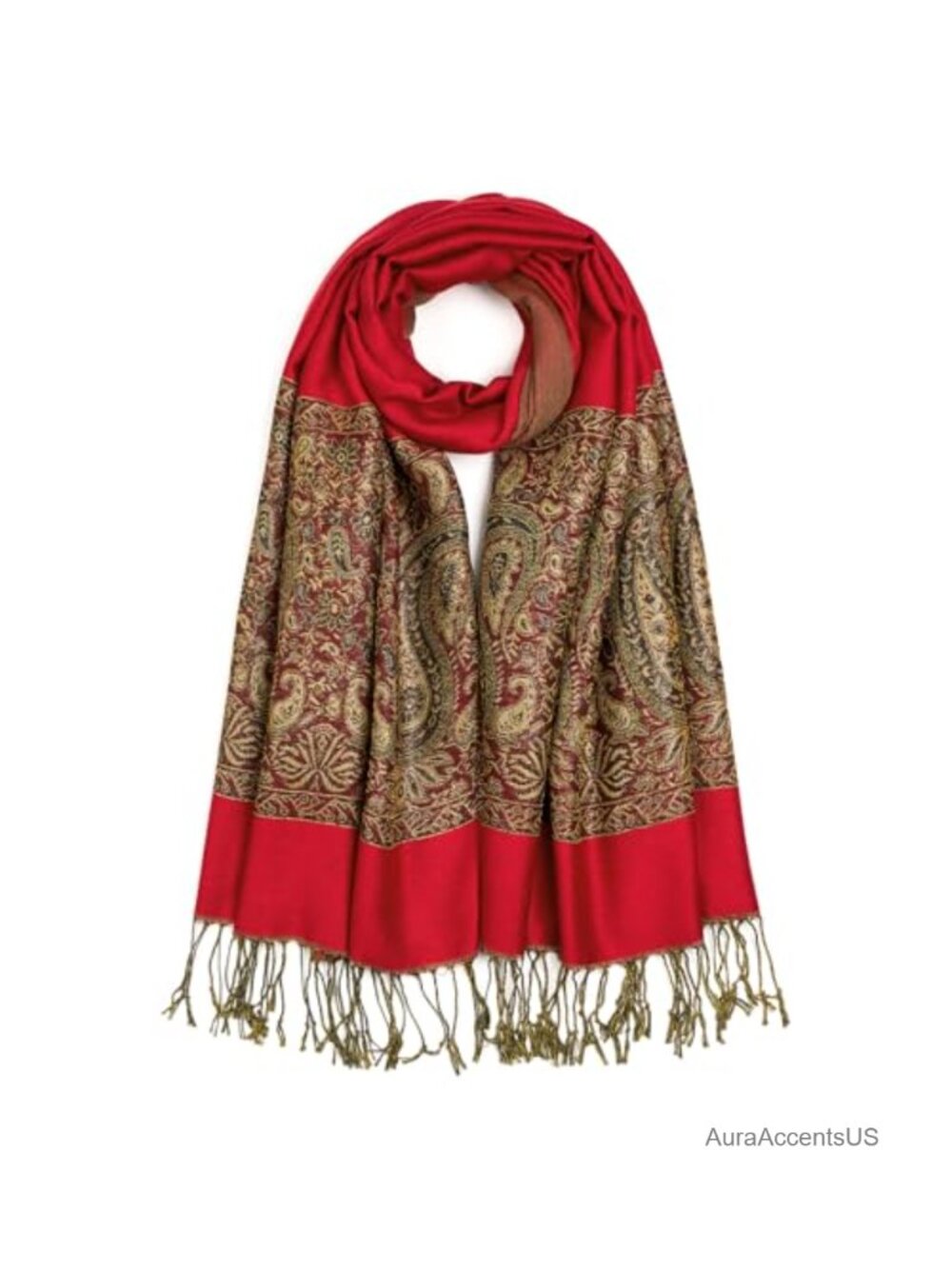 Paisley Pashmina Shawl Wrap Reversible Jacquard Fringe Scarf